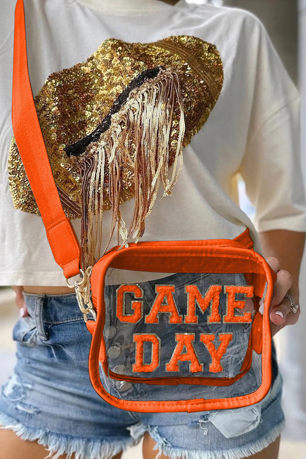 Chenille GAME DAY Pattern Clear Stadium Bag