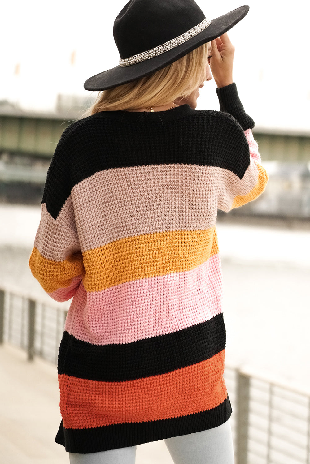 Multicolor Knitted Long Sleeve Cardigan Sweater