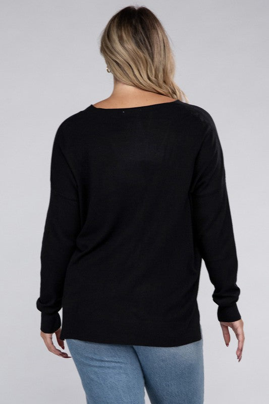 Plus Garment Dyed Front Seam Sweater