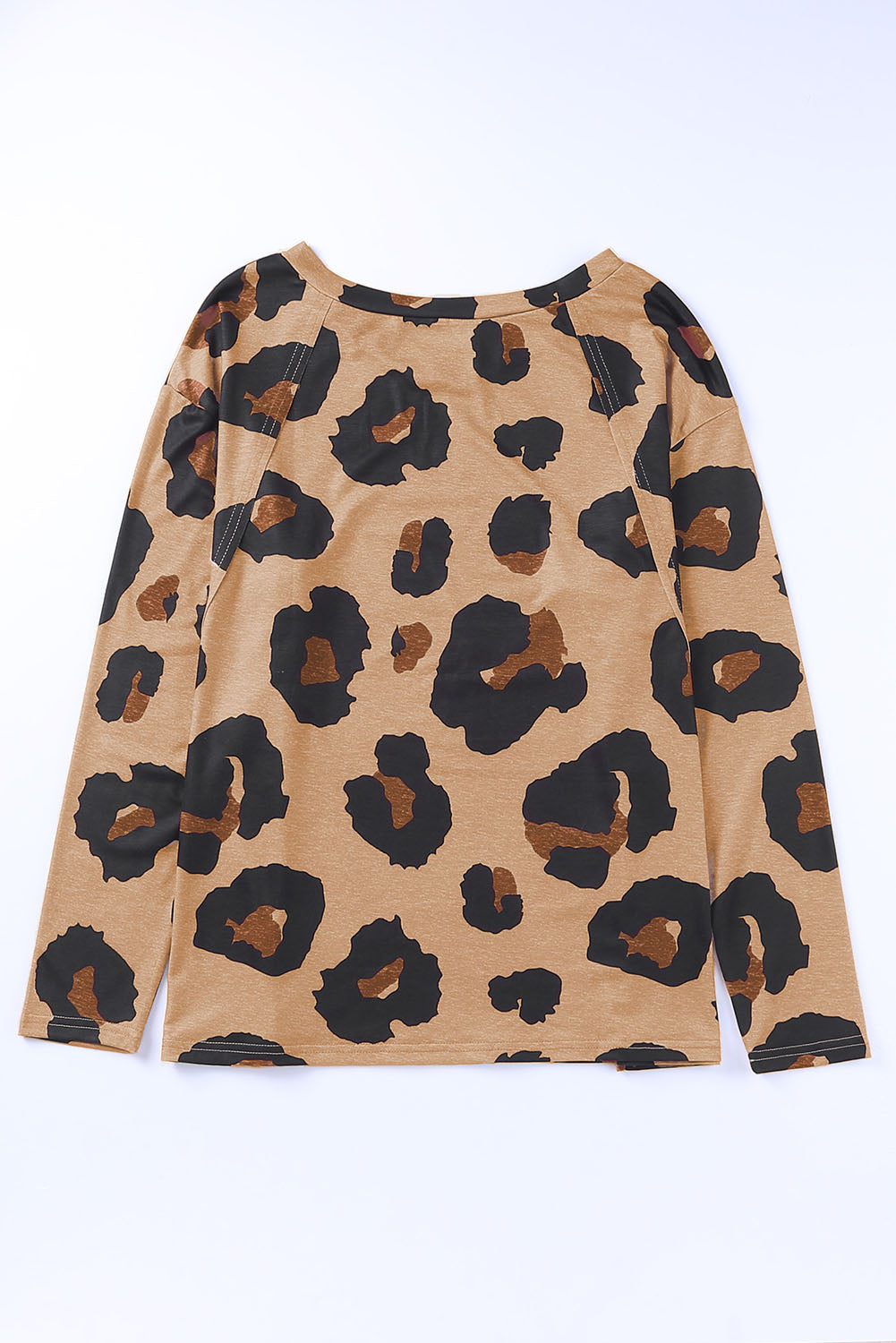 Blusa informal holgada de manga larga con estampado de leopardo blanco