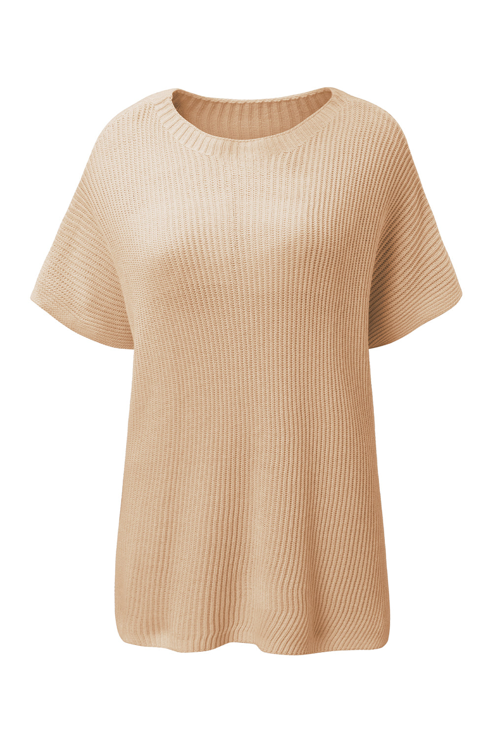 Top de punto de gran tamaño con mangas cortas estilo dolman y abertura lateral en color gris | S - XL | 3 COLORES