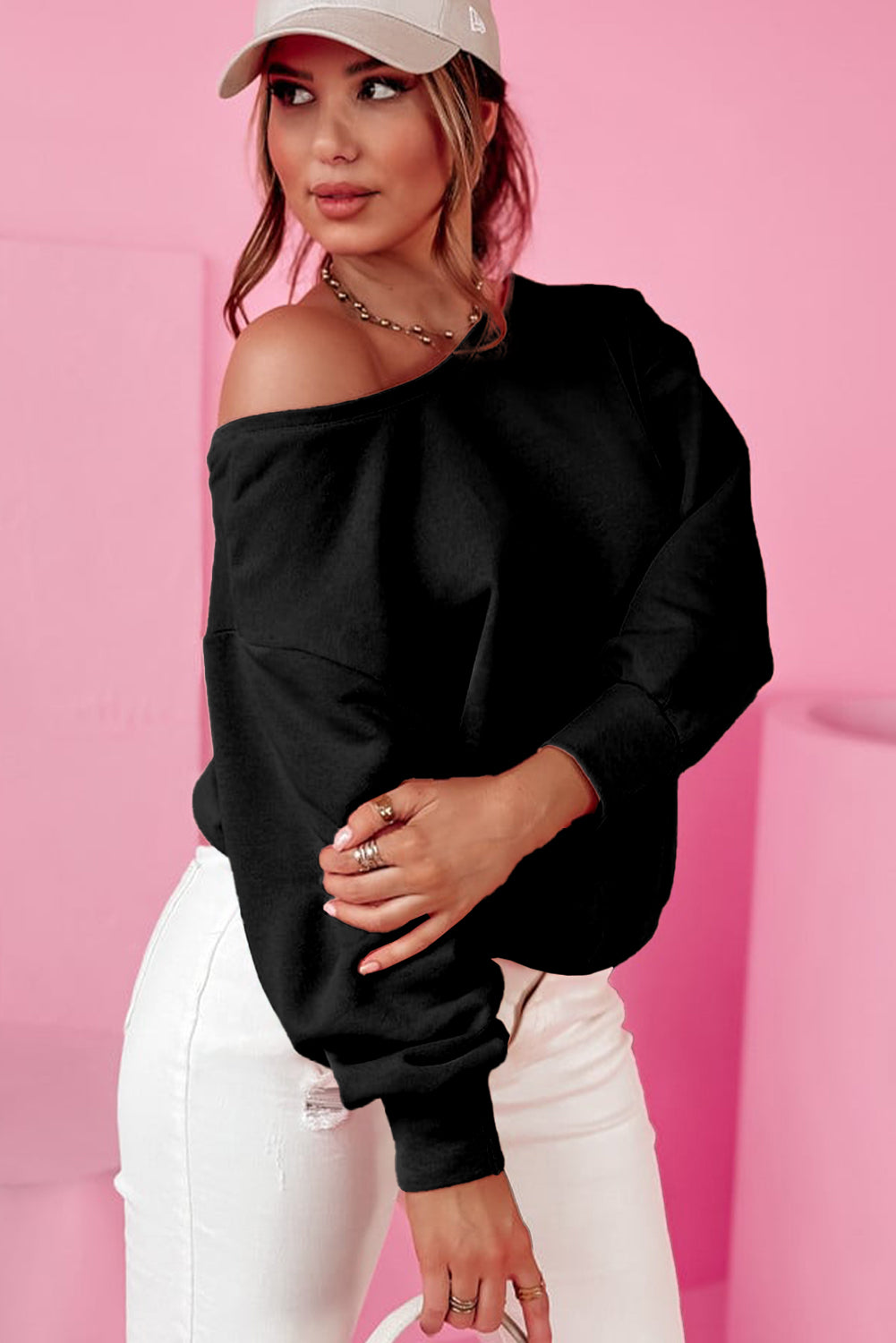 Sudadera de cuello redondo con espalda descubierta y lazo en color castaño claro