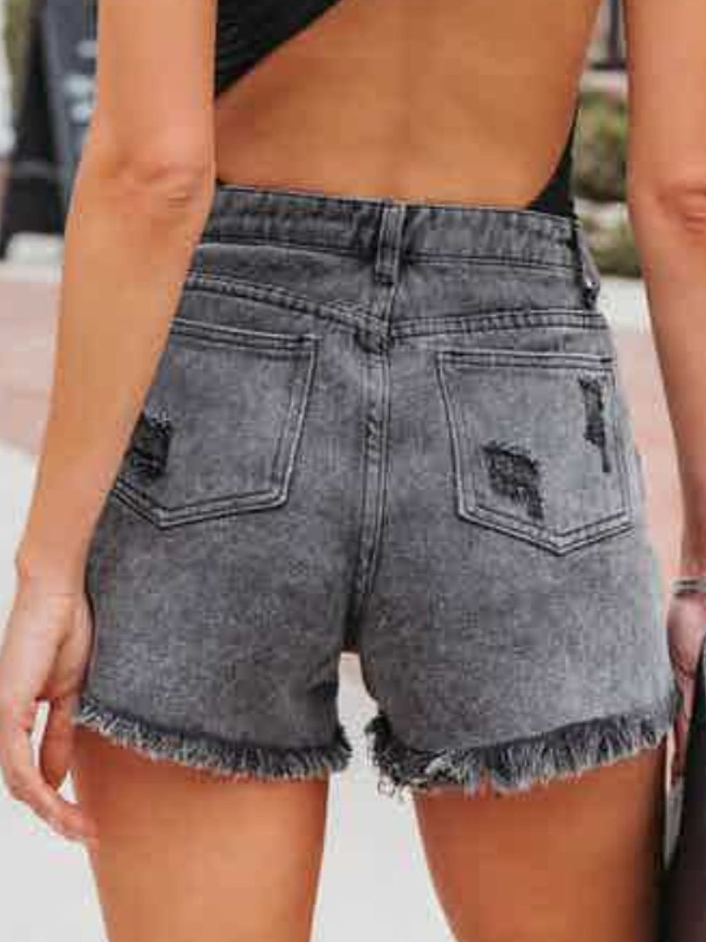 Distressed Fringe Denim Shorts with Pockets | S - 2XL | 3 COLORS