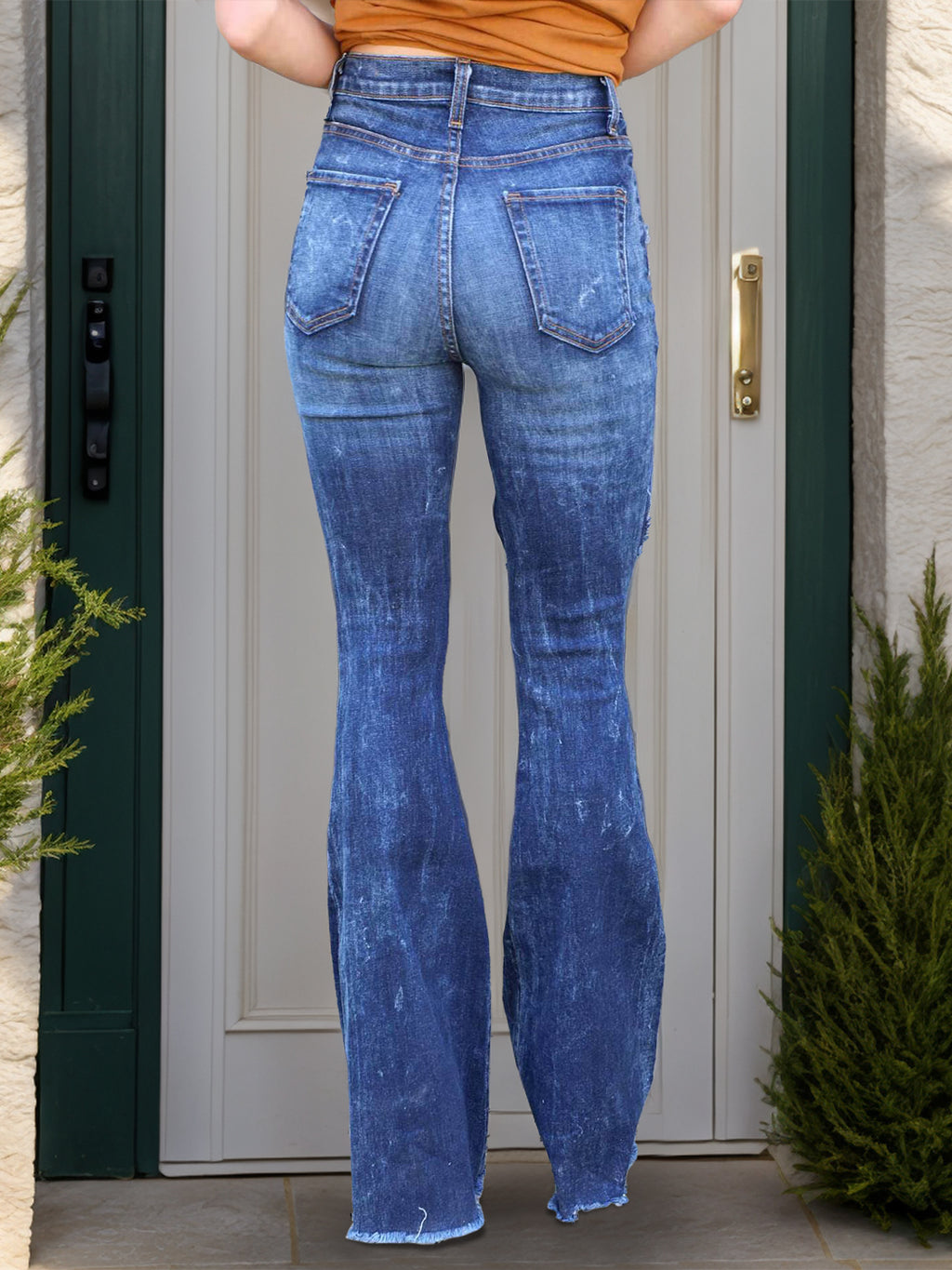 Raw Hem Distressed Bootcut Jeans | S - XL