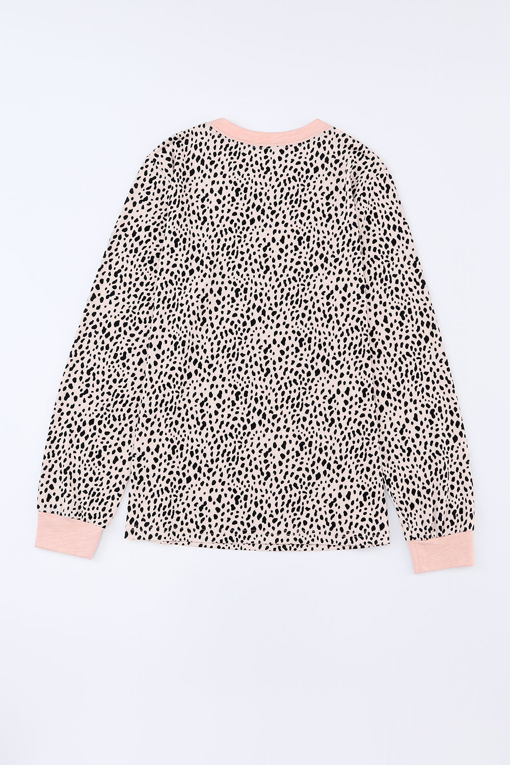 Blusa de manga larga con cuello redondo y estampado de lunares de animales en color gris