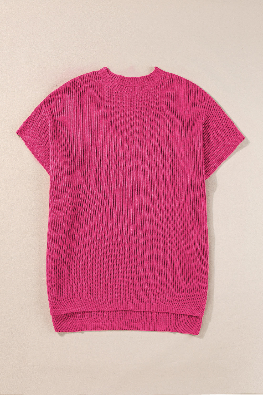 Top de punto de gran tamaño con mangas cortas estilo dolman y abertura lateral en color gris | S - XL | 3 COLORES