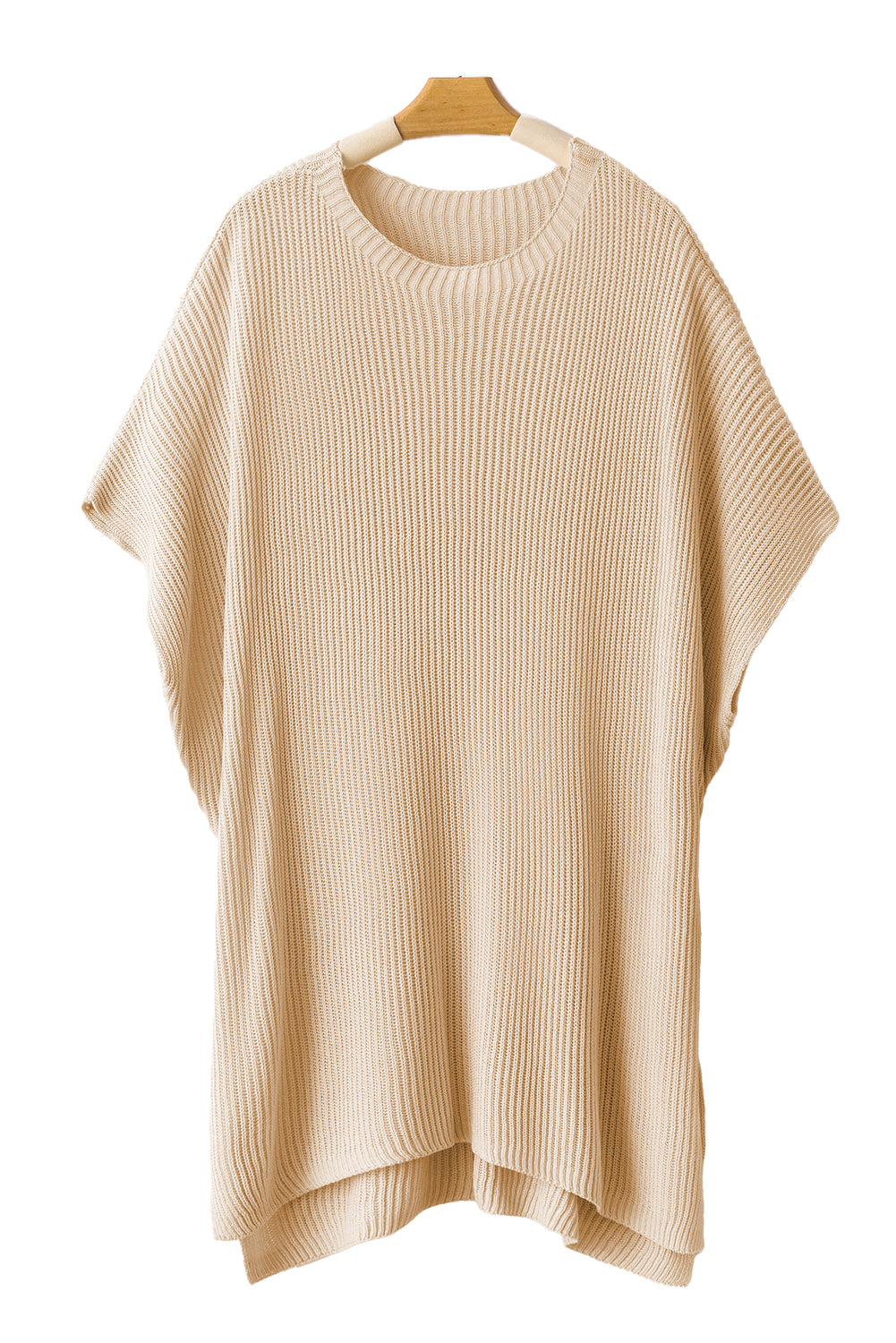 Top de punto de gran tamaño con mangas cortas estilo dolman y abertura lateral en color gris | S - XL | 3 COLORES
