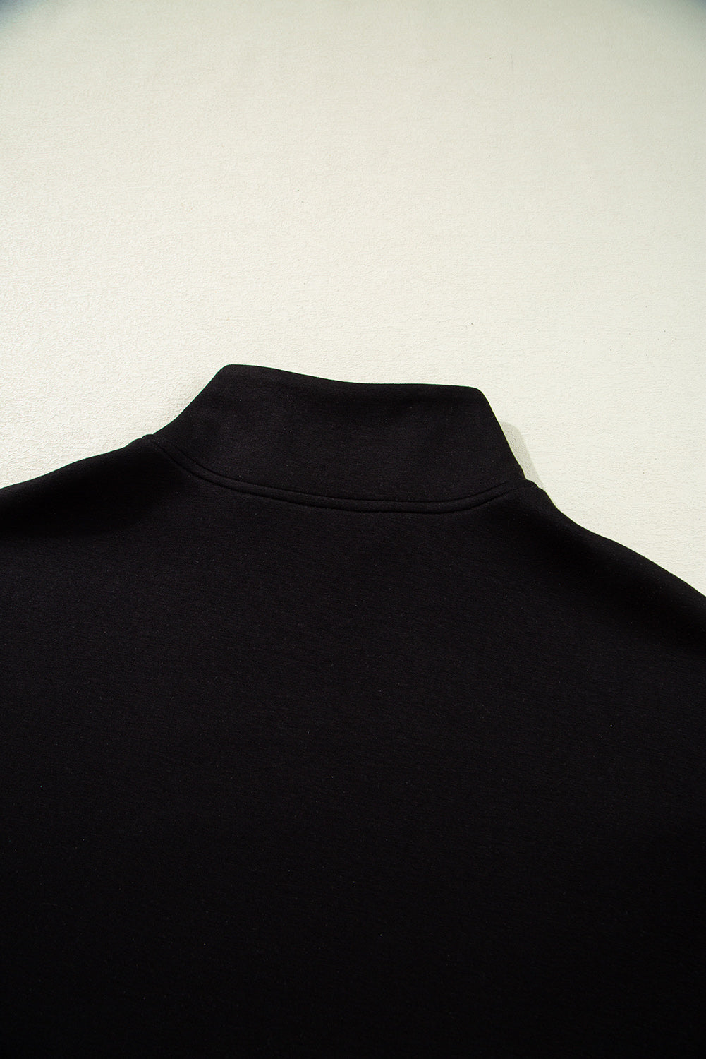 Black Colorblock Zipper Collar T Shirt and Shorts Set
