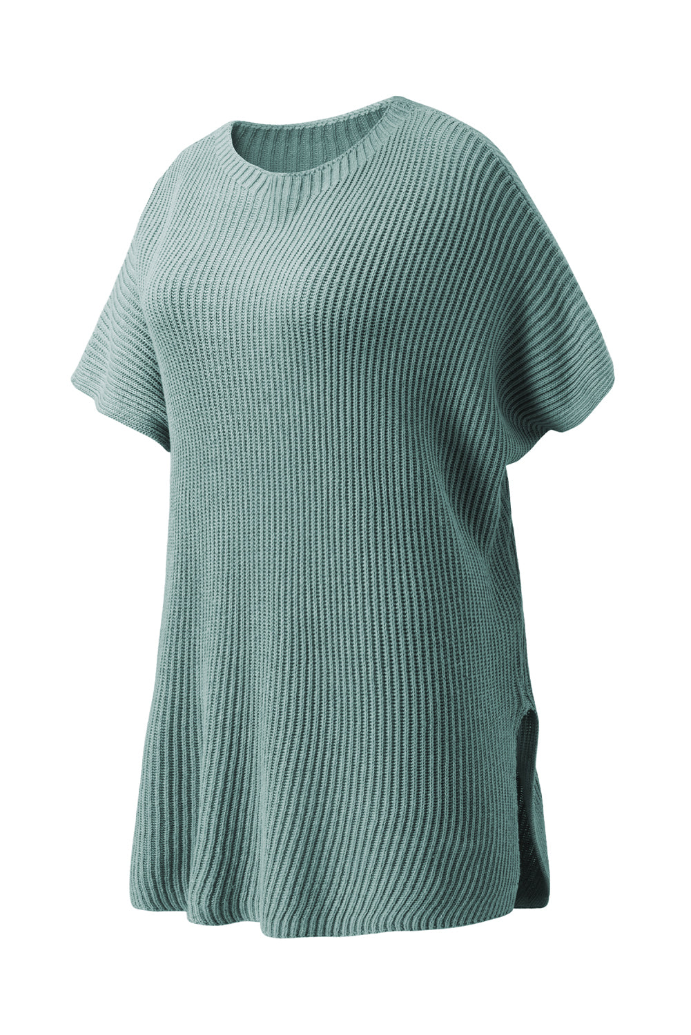 Top de punto de gran tamaño con mangas cortas estilo dolman y abertura lateral en color gris | S - XL | 3 COLORES