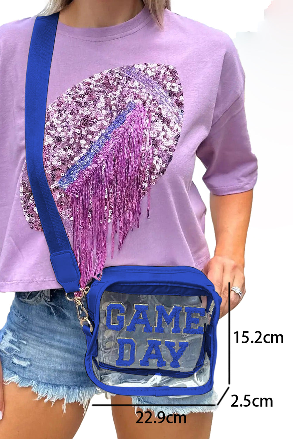 Chenille GAME DAY Pattern Clear Stadium Bag