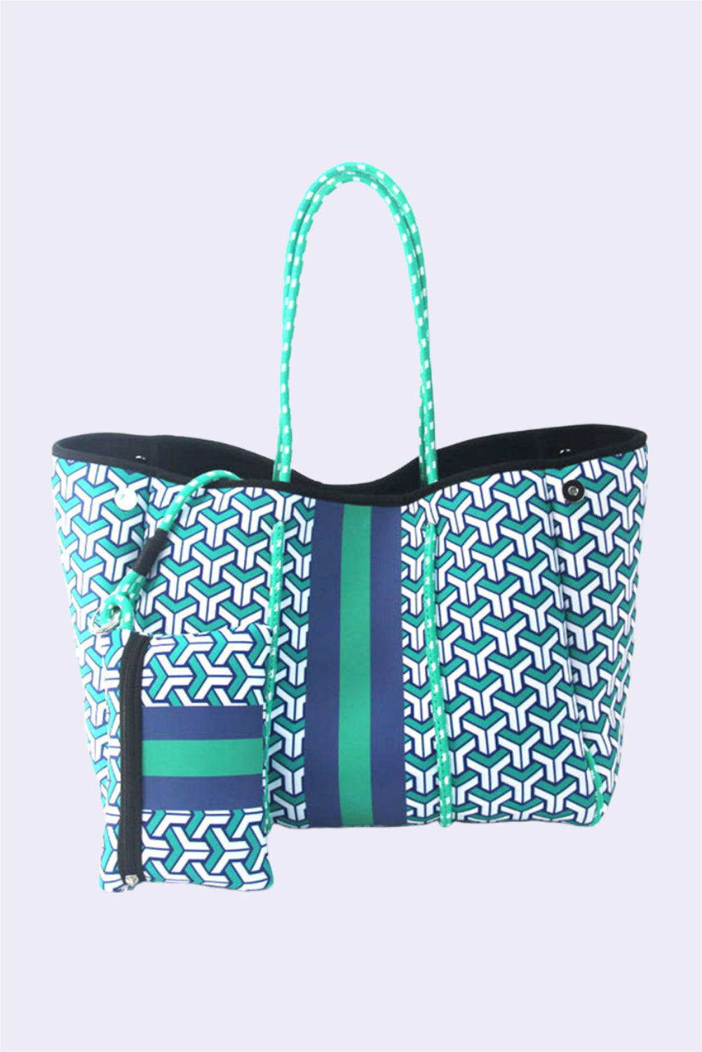 Bolso de mano con estampado geométrico azul oscuro