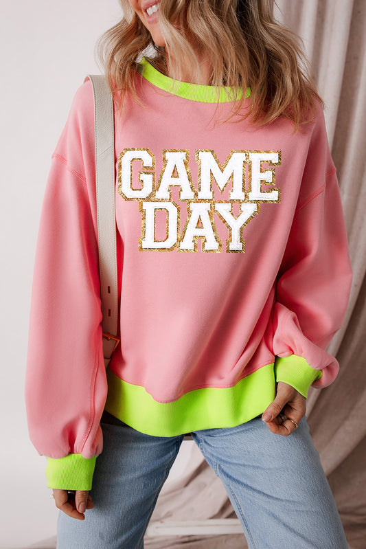 Sudadera con cuello redondo y bloques de color rosa GAME DAY