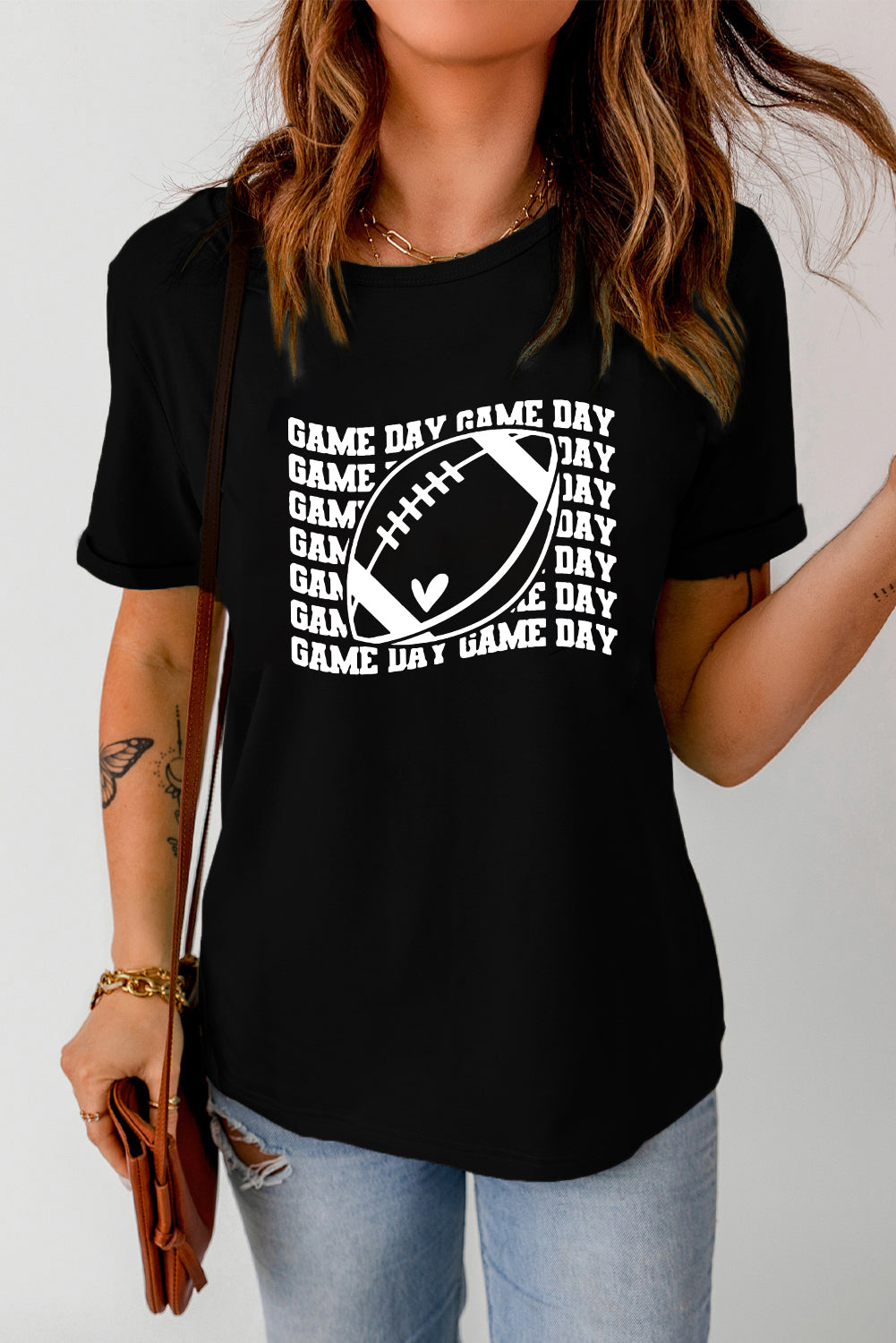 Camiseta de manga corta con estampado GAME DAY en color negro