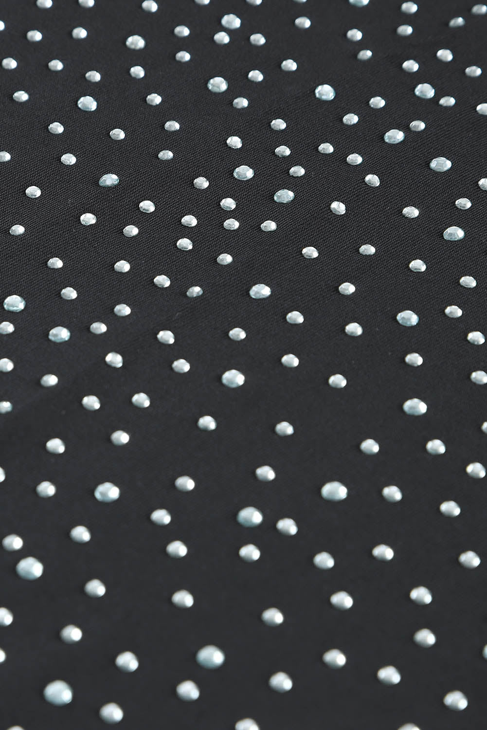 Body de manga corta con cuello redondo y diamantes de imitación negros