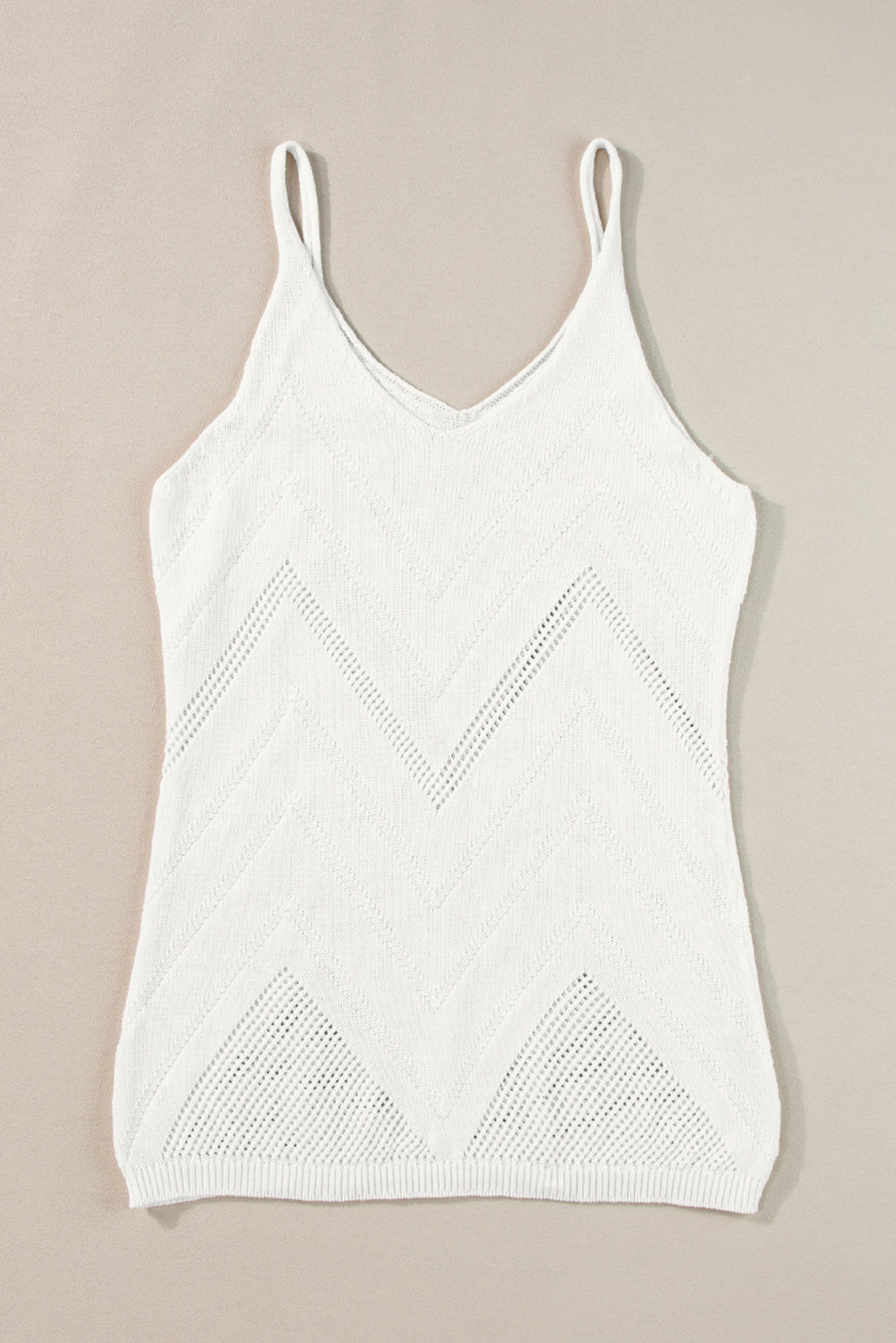 Parchment Chevron Pointelle Knit Cami Top