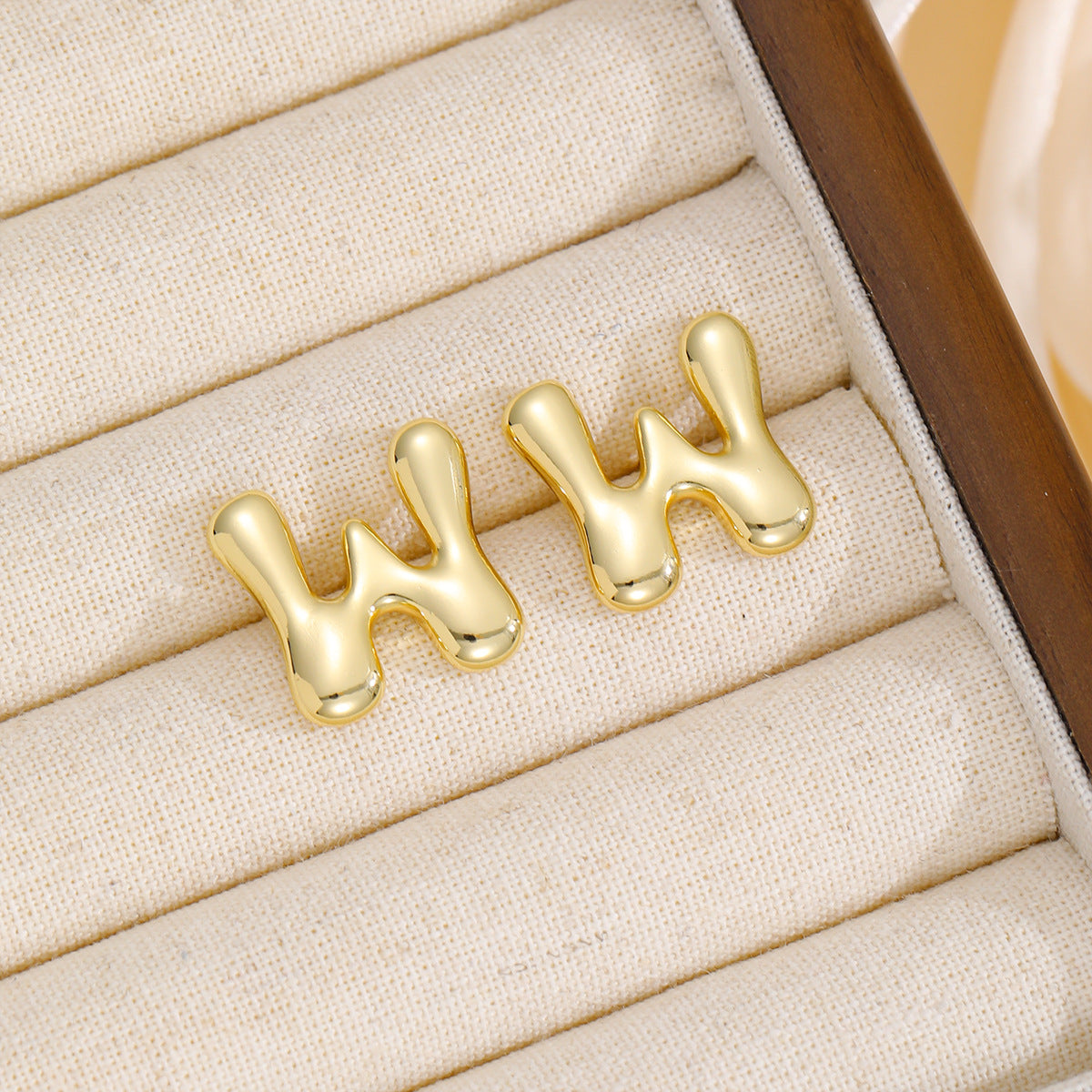 18K Gold-Plated Bubble Letter Stud Earrings | N - Z