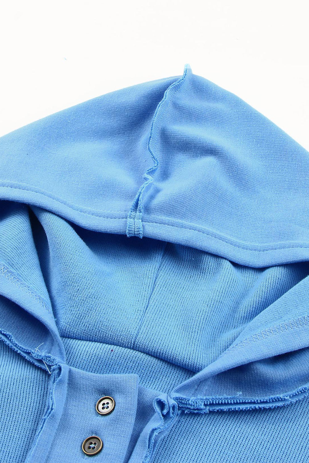 Black Solid Color Button Front Basic Pullover Hoodie