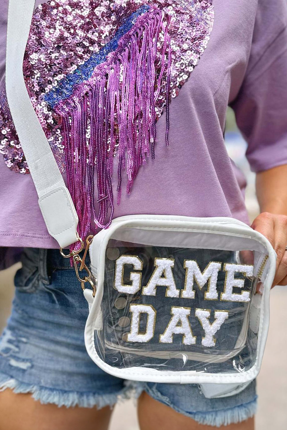 Chenille GAME DAY Pattern Clear Stadium Bag