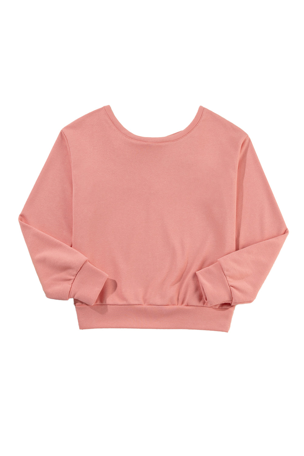 Sudadera de cuello redondo con espalda descubierta y lazo en color castaño claro