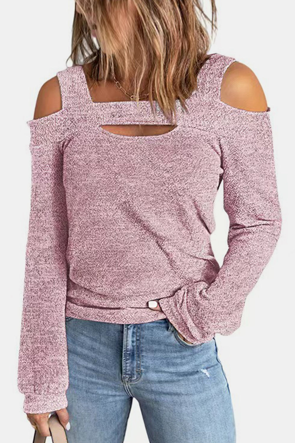 Blusa con hombros descubiertos y aberturas en talla grande