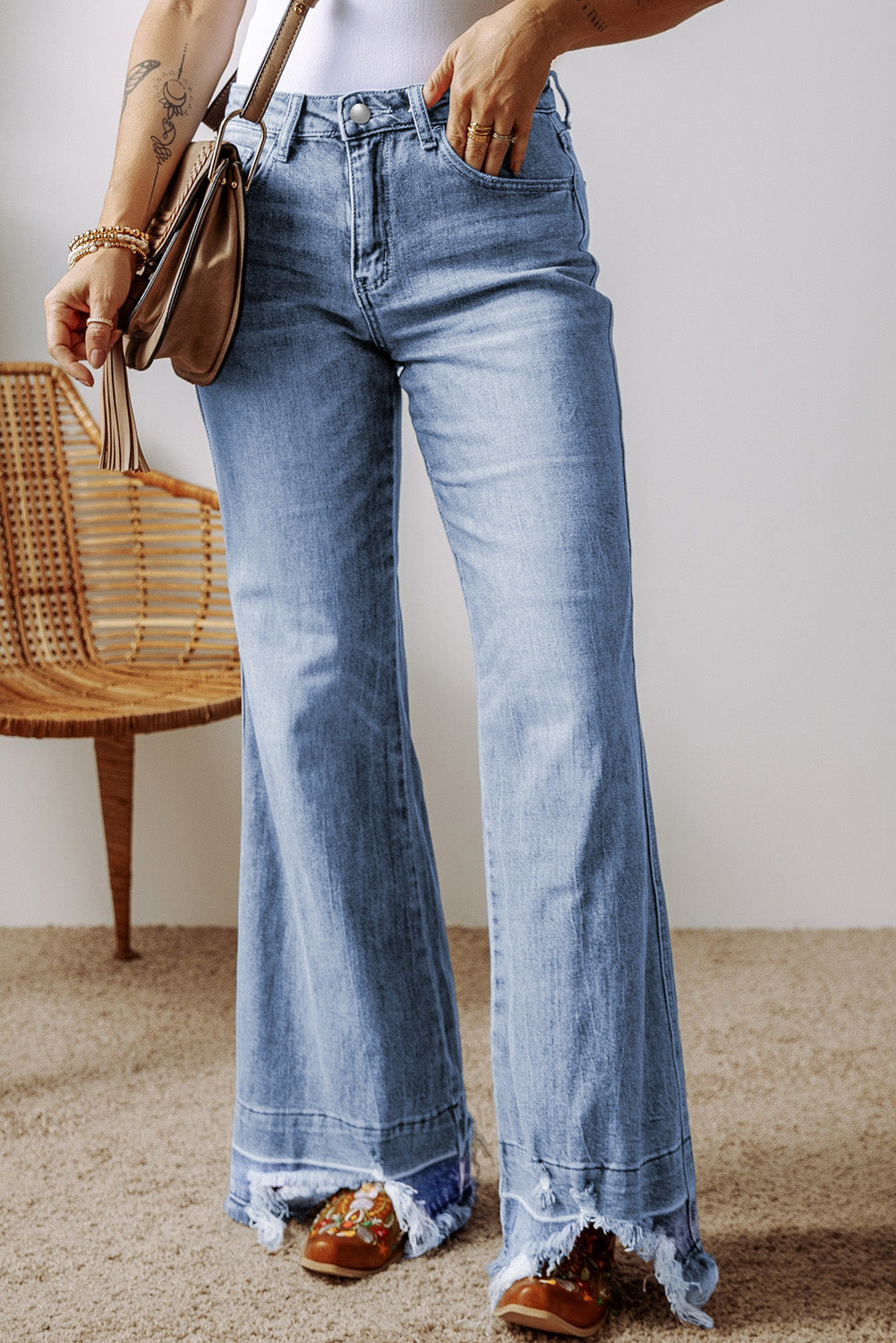 Raw Hem Bootcut Jeans with Pockets | REG - PLUS