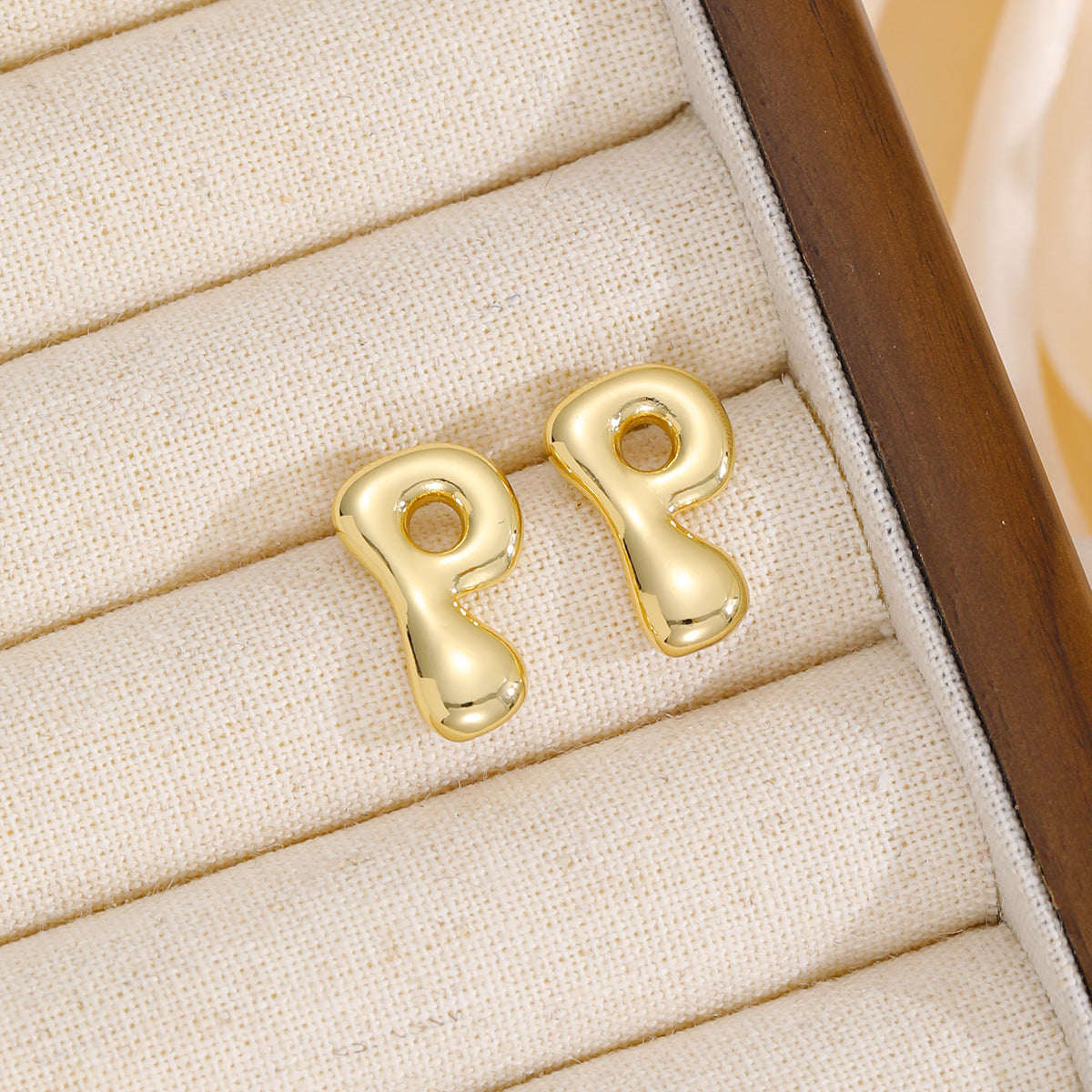 18K Gold-Plated Bubble Letter Stud Earrings | N - Z