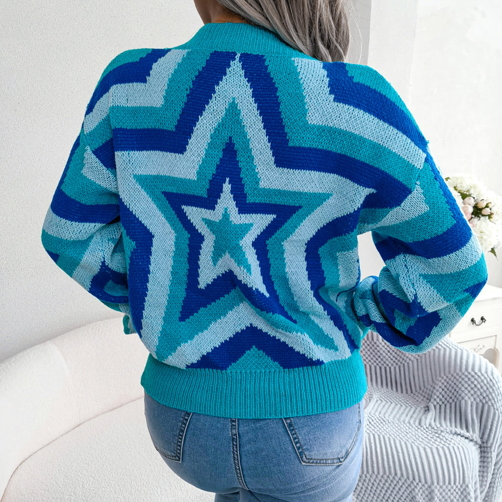 Suéter de cuello redondo con estrellas