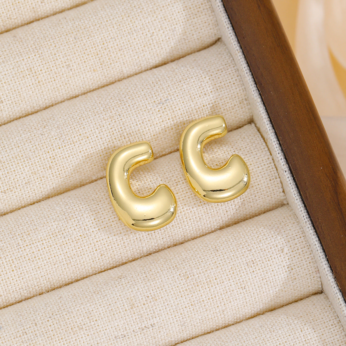 18K Gold-Plated Bubble Letter Stud Earrings | A - M