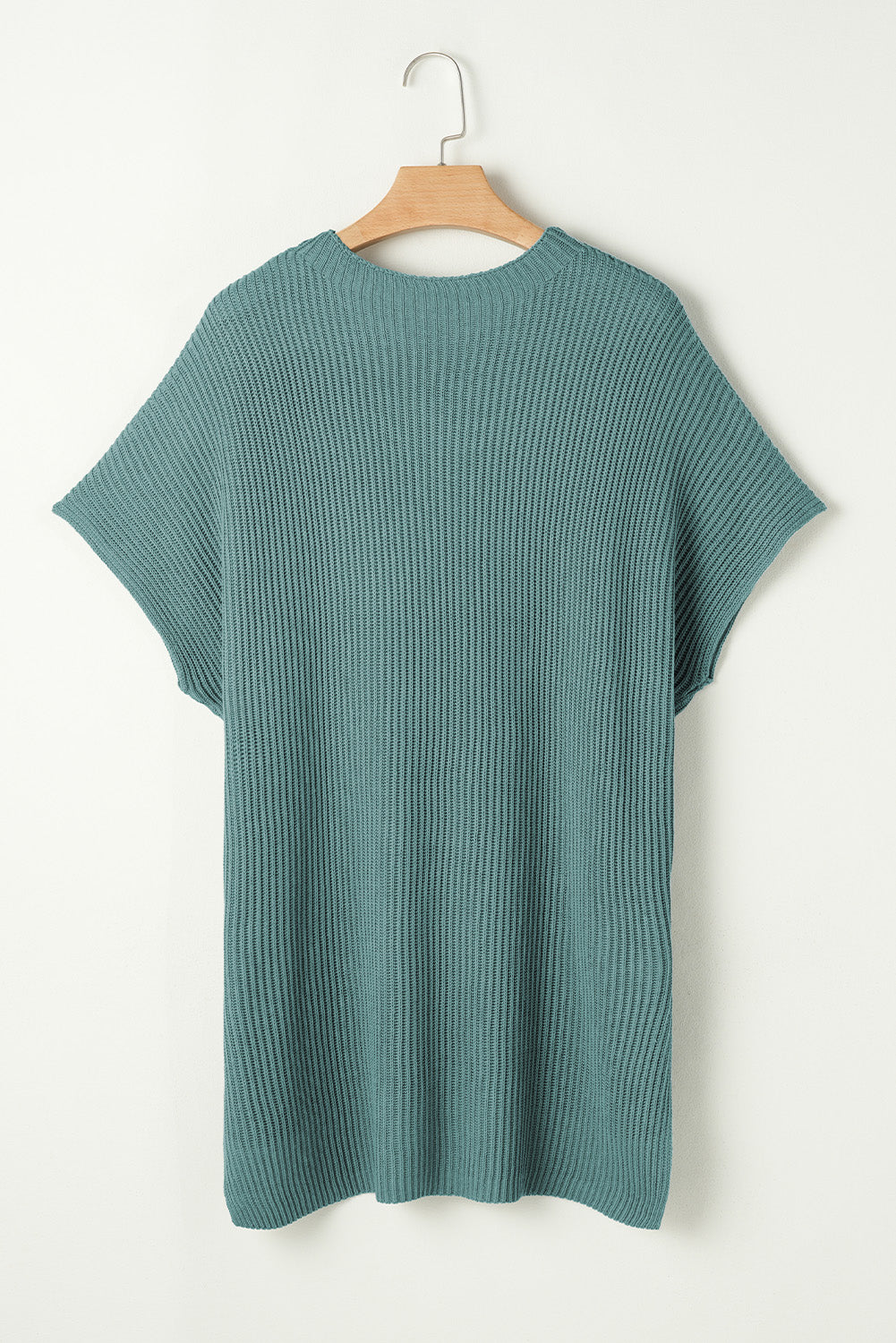Top de punto de gran tamaño con mangas cortas estilo dolman y abertura lateral en color gris | S - XL | 3 COLORES