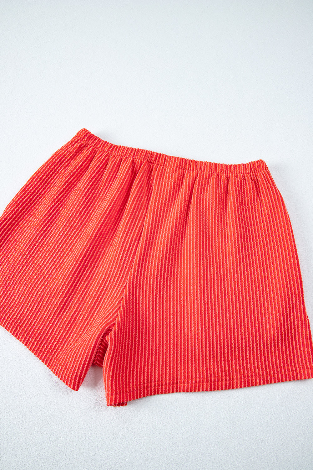 Conjunto de camiseta y pantalones cortos holgados de punto texturizado acanalado