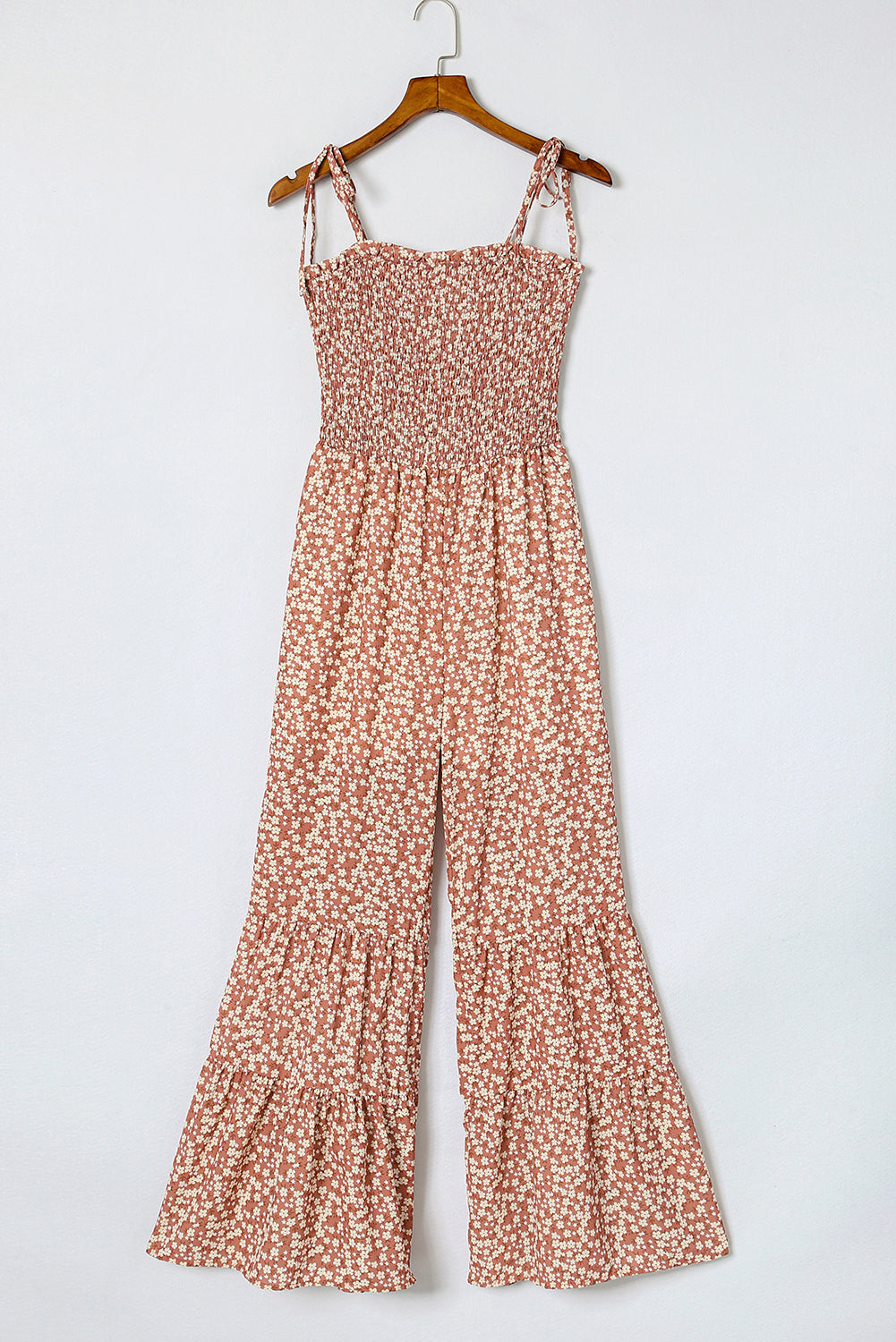 Dusk Blue Floral Print Spaghetti Straps Smocked Wide Leg Jumpsuit | S - 2XL | 4 COLORS