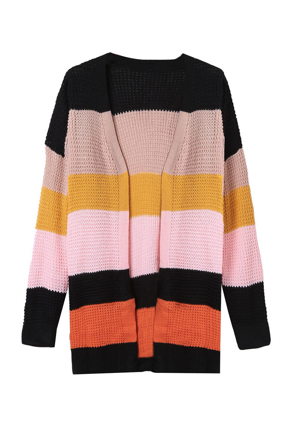 Multicolor Knitted Long Sleeve Cardigan Sweater