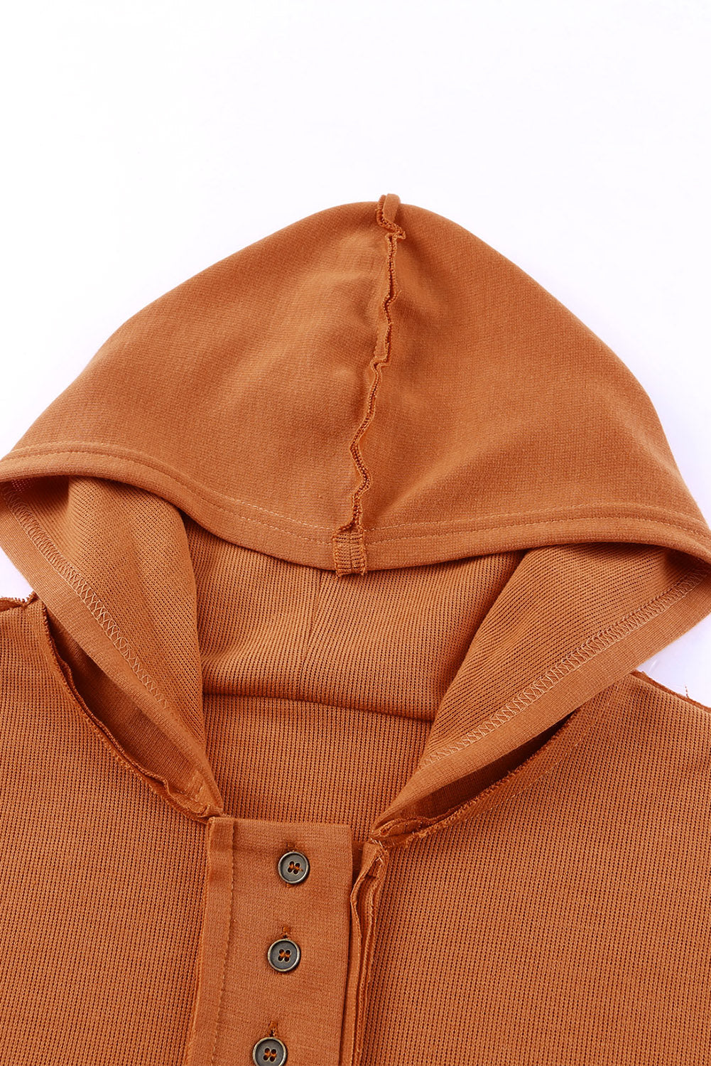 Black Solid Color Button Front Basic Pullover Hoodie