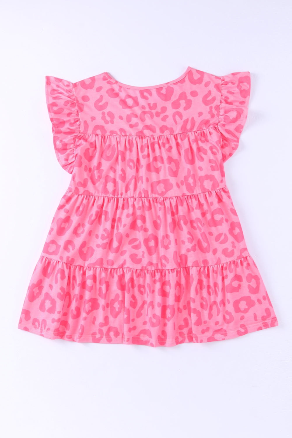Blusa plisada informal con capas y estampado de leopardo gris para verano