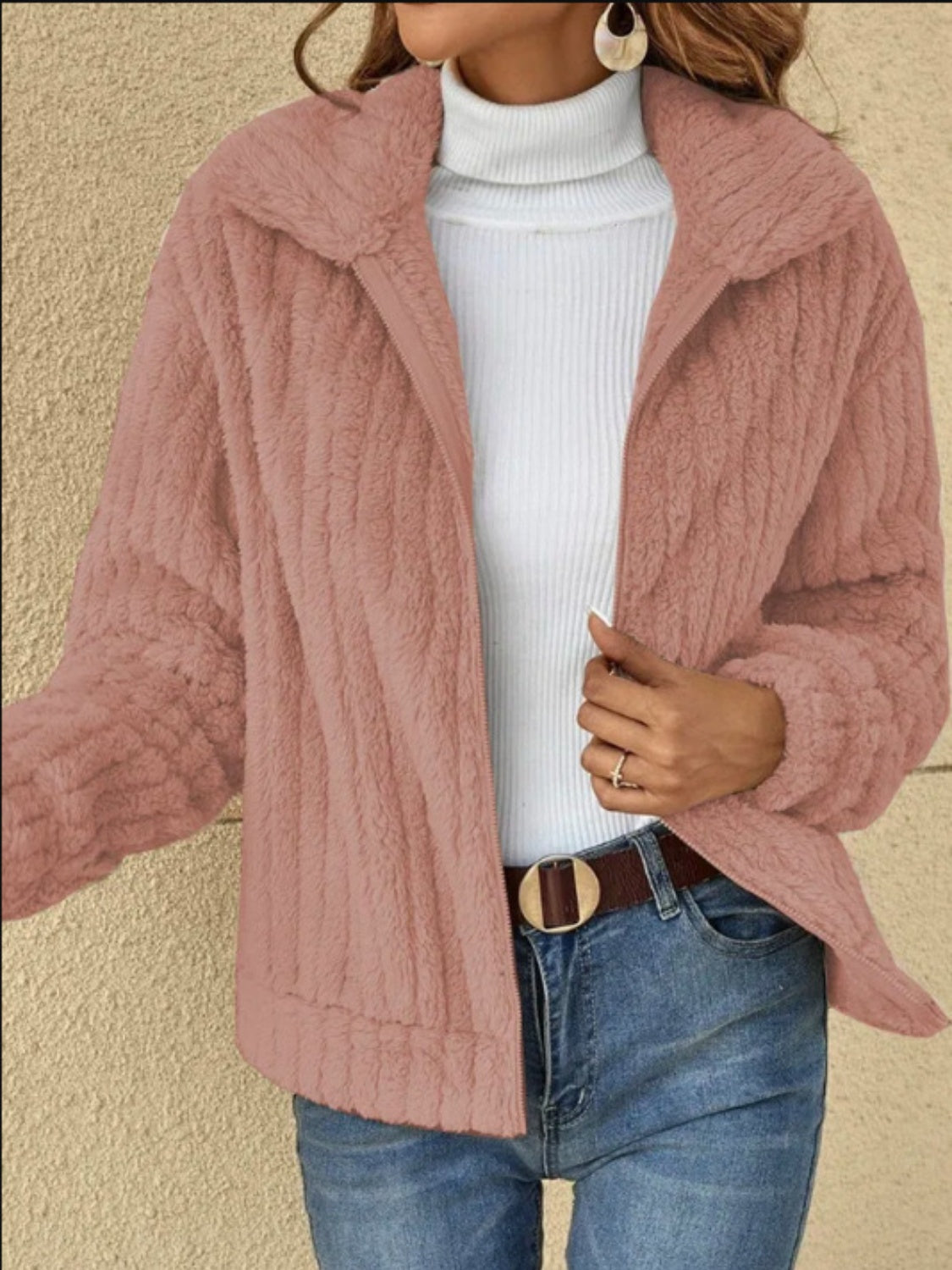 Fleece Zip Up Long Sleeve Jacket