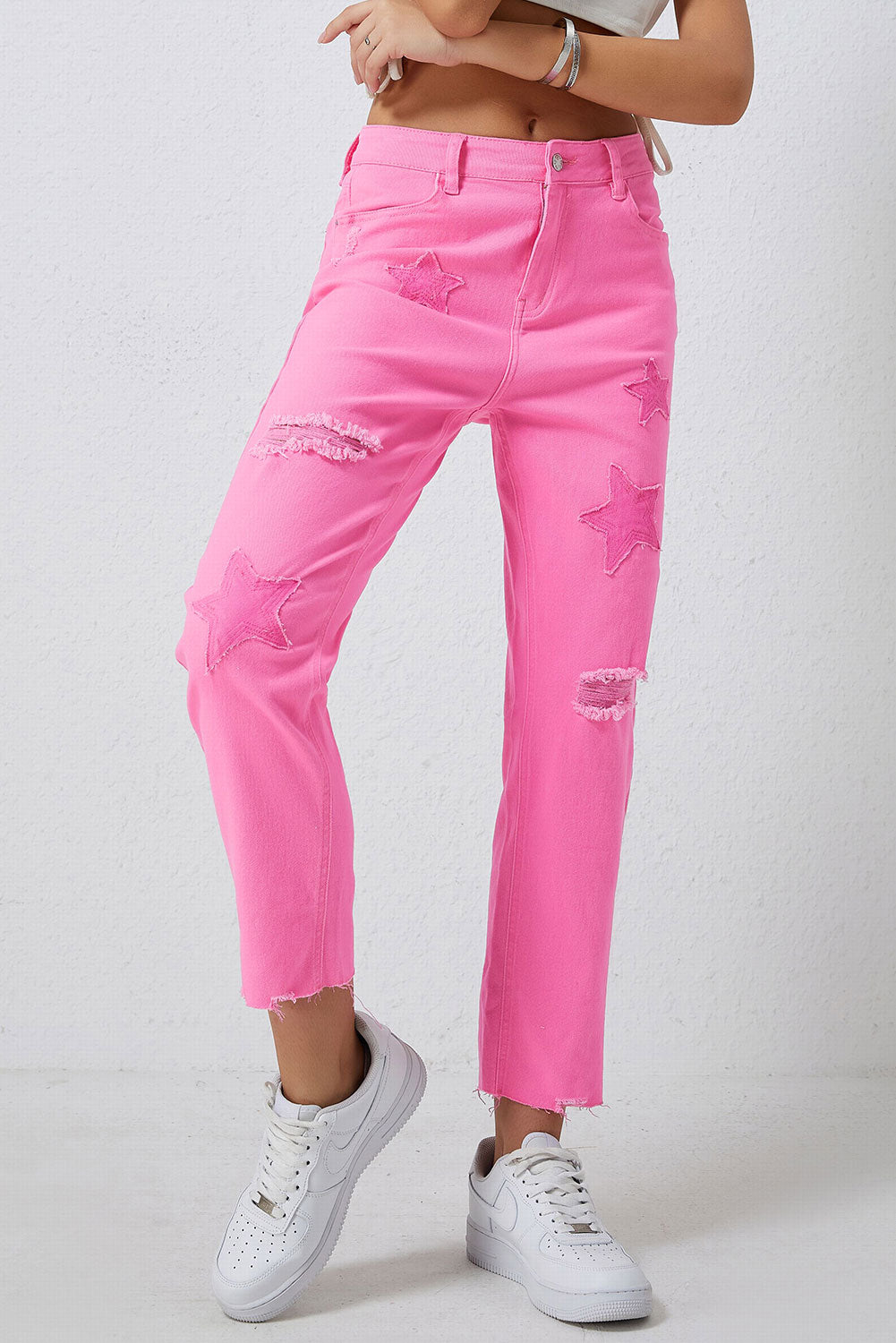 Star Raw Hem Distressed Jeans | REG - PLUS