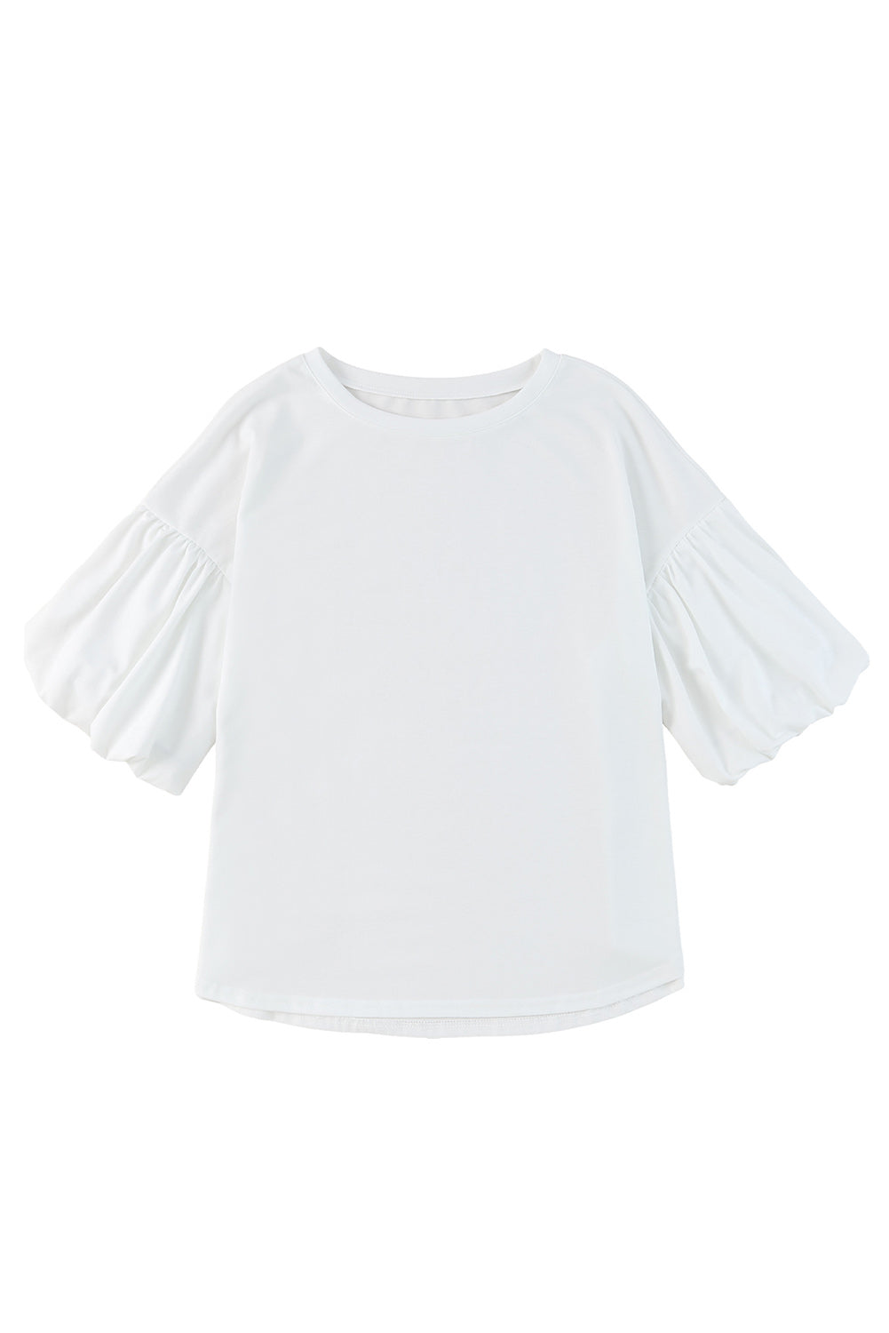 Blusa informal de color blanco liso con mangas abullonadas