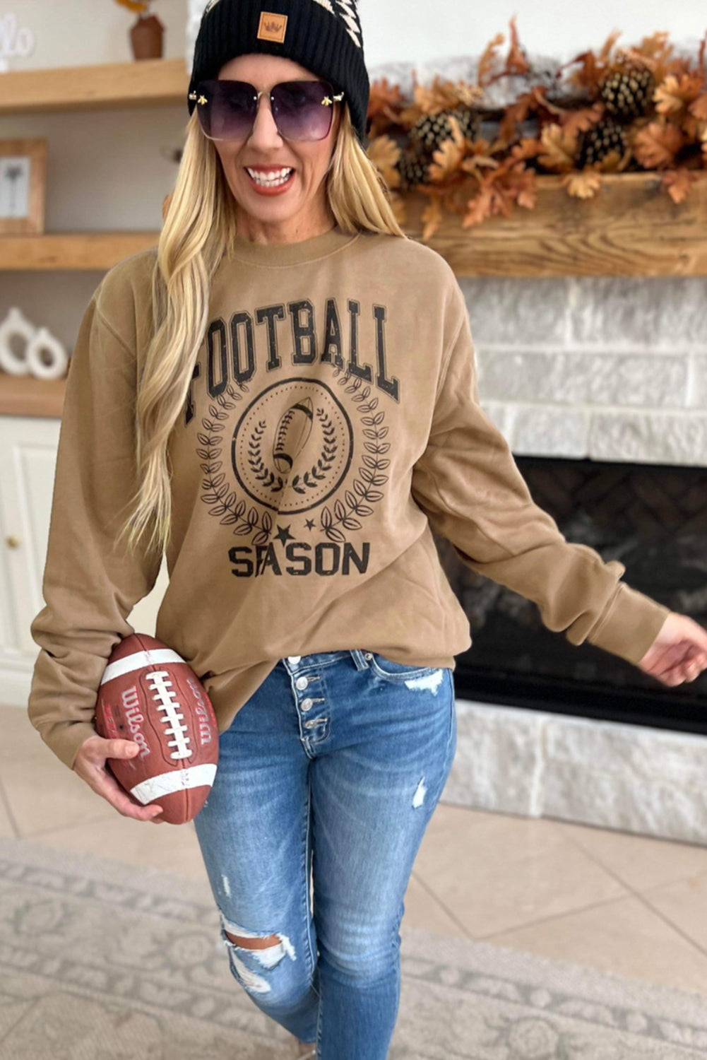 Khaki Game Day FOOTBALL SEASON Sweatshirt