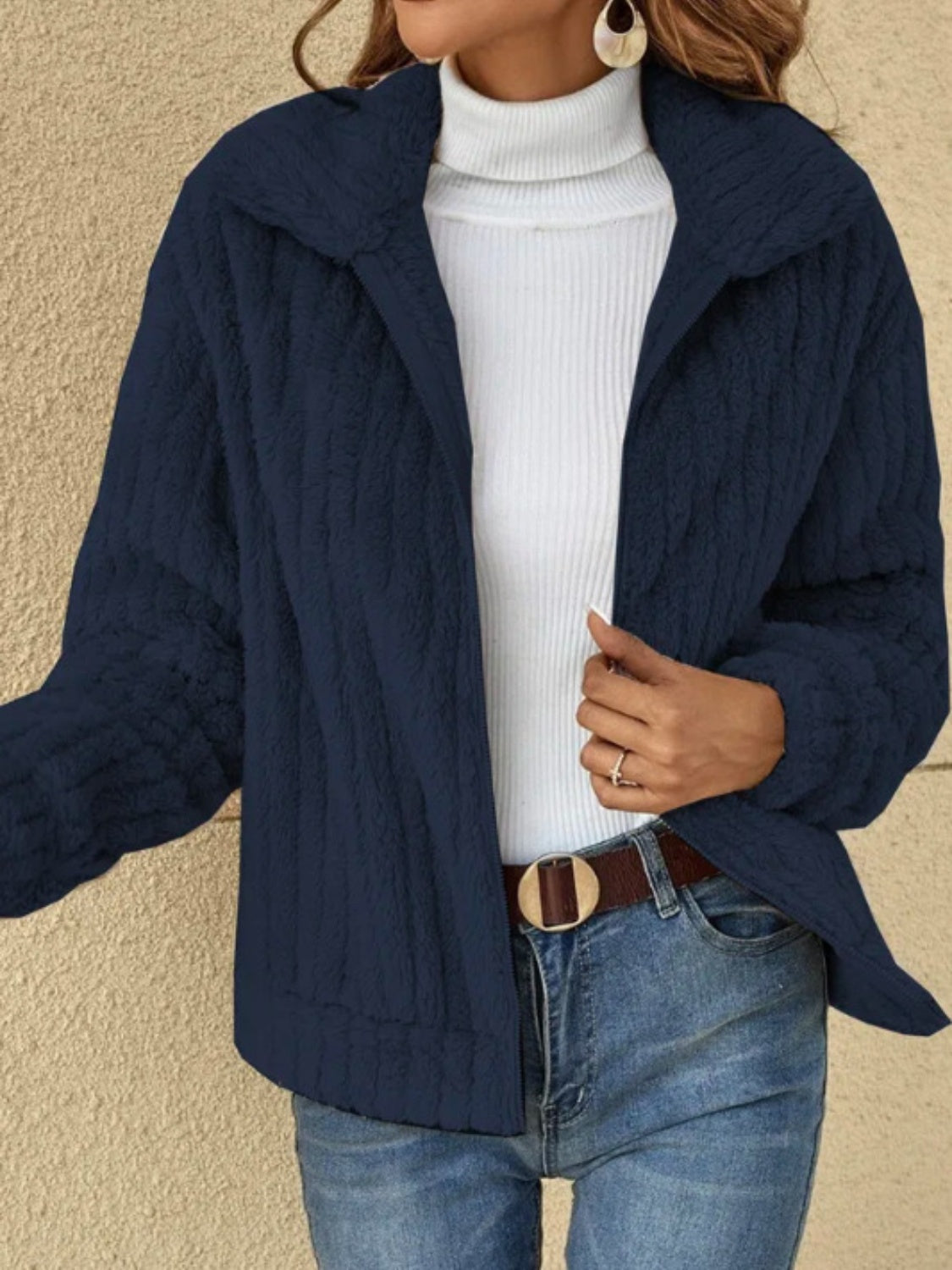 Fleece Zip Up Long Sleeve Jacket