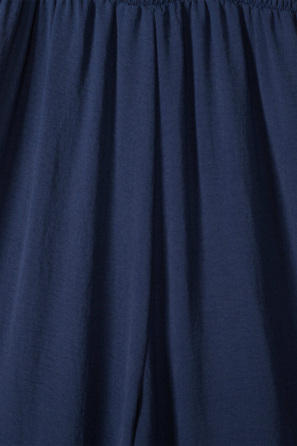 Dark Blue Tie Straps Shirred Casual Tiered Wide Leg Jumpsuit