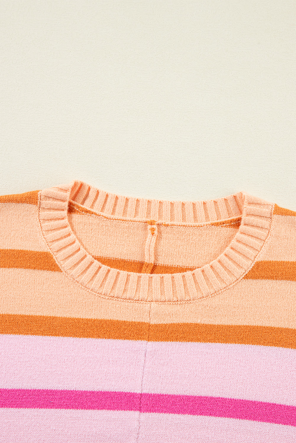 Yellow Striped Ribbed Edge Gradient Loose Sweater