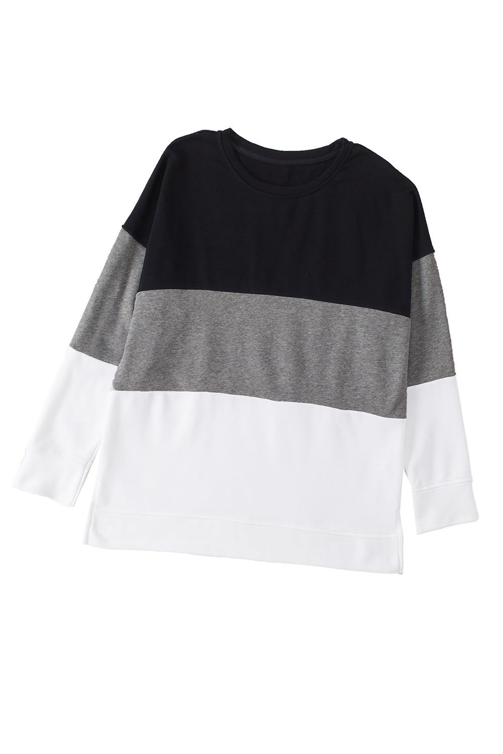 White Crew Neck Colorblock Plus Size Sweatshirt
