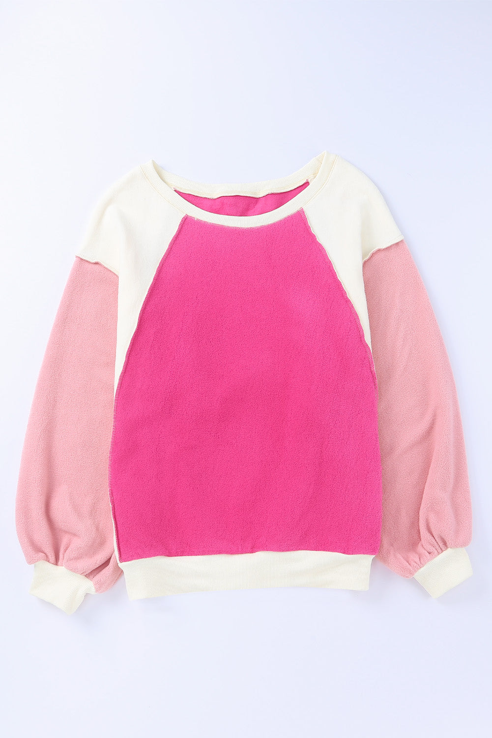 Sudadera informal con costuras y diseño en bloques de color rosados