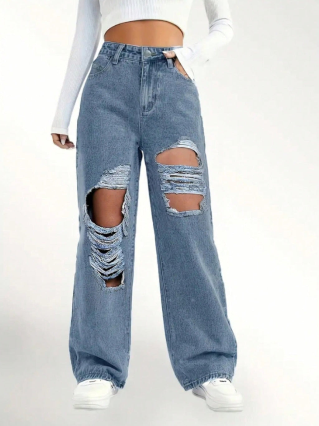 Distressed Wide Leg Jeans | S - XL