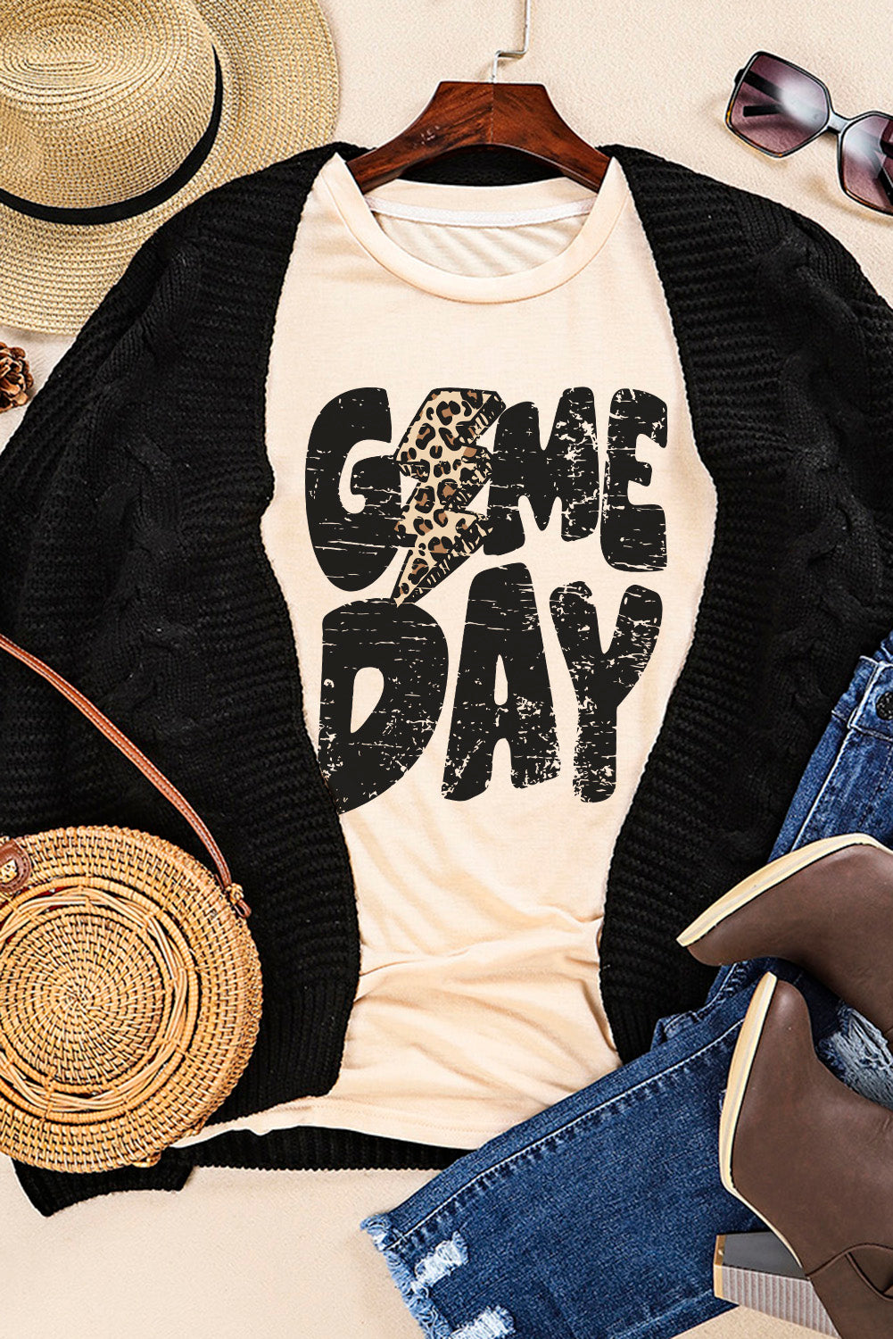 Khaki Game Day Football Season T Shirt