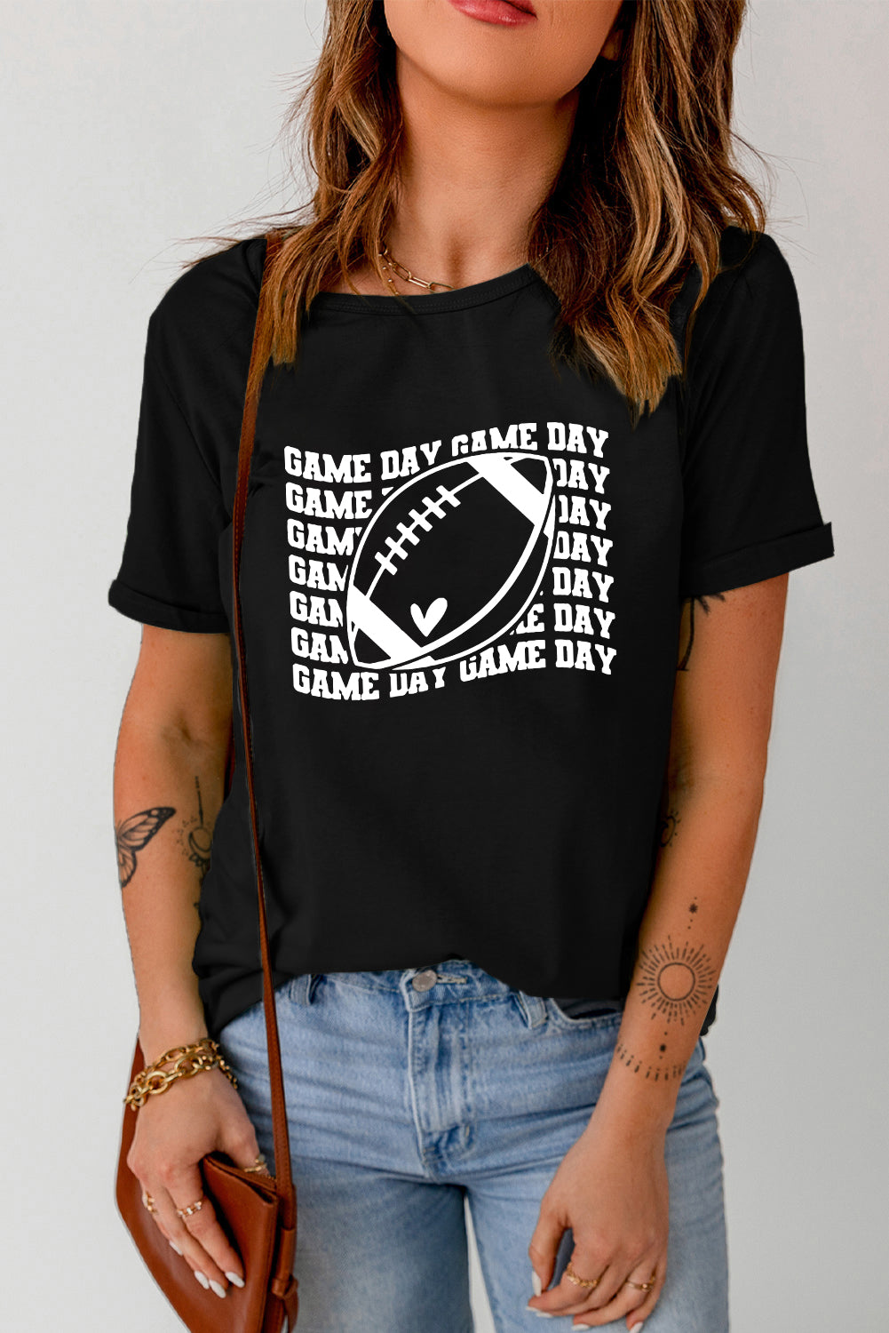 Camiseta de manga corta con estampado GAME DAY en color negro