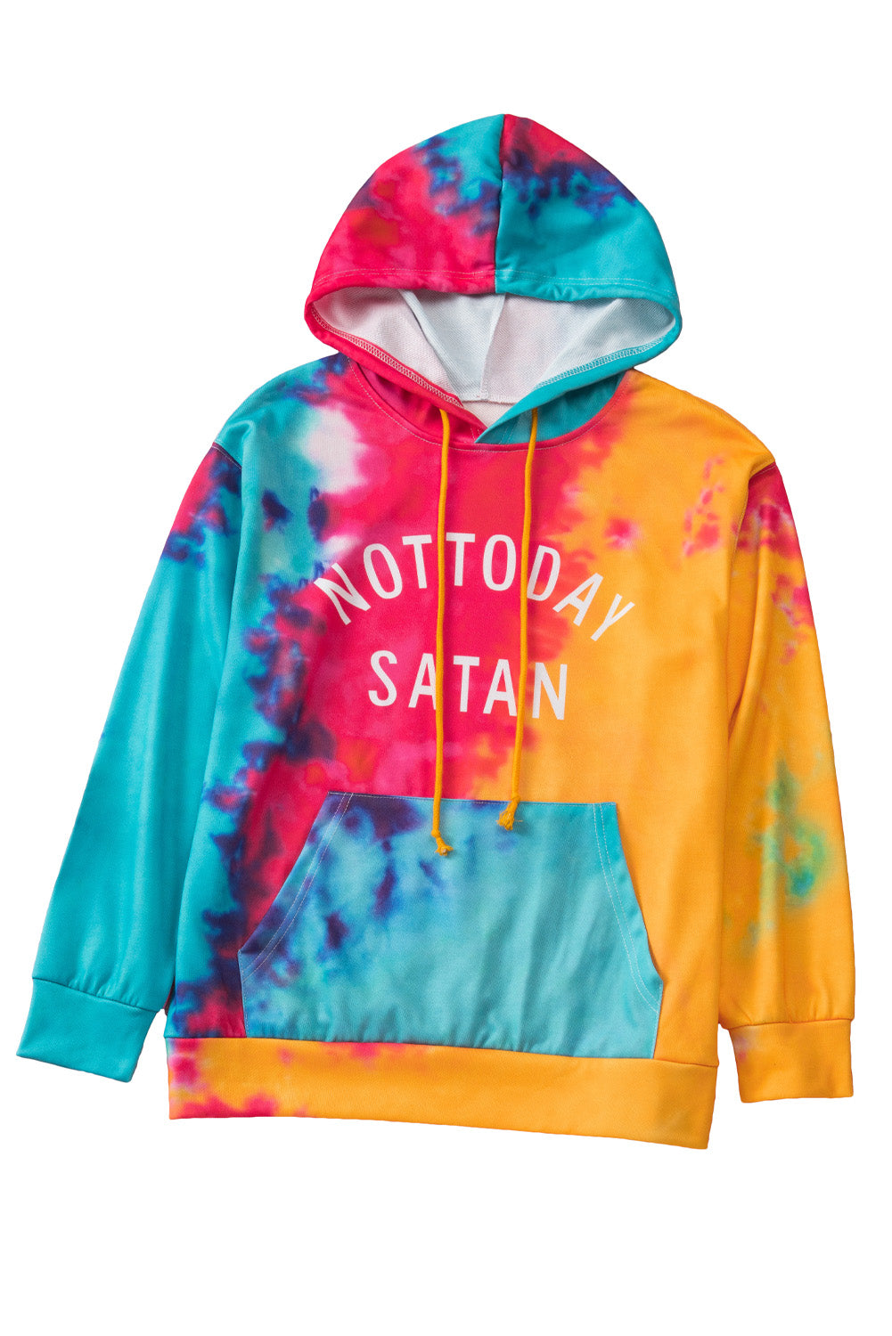 Sudadera con capucha teñida con el mensaje Not Today Satan