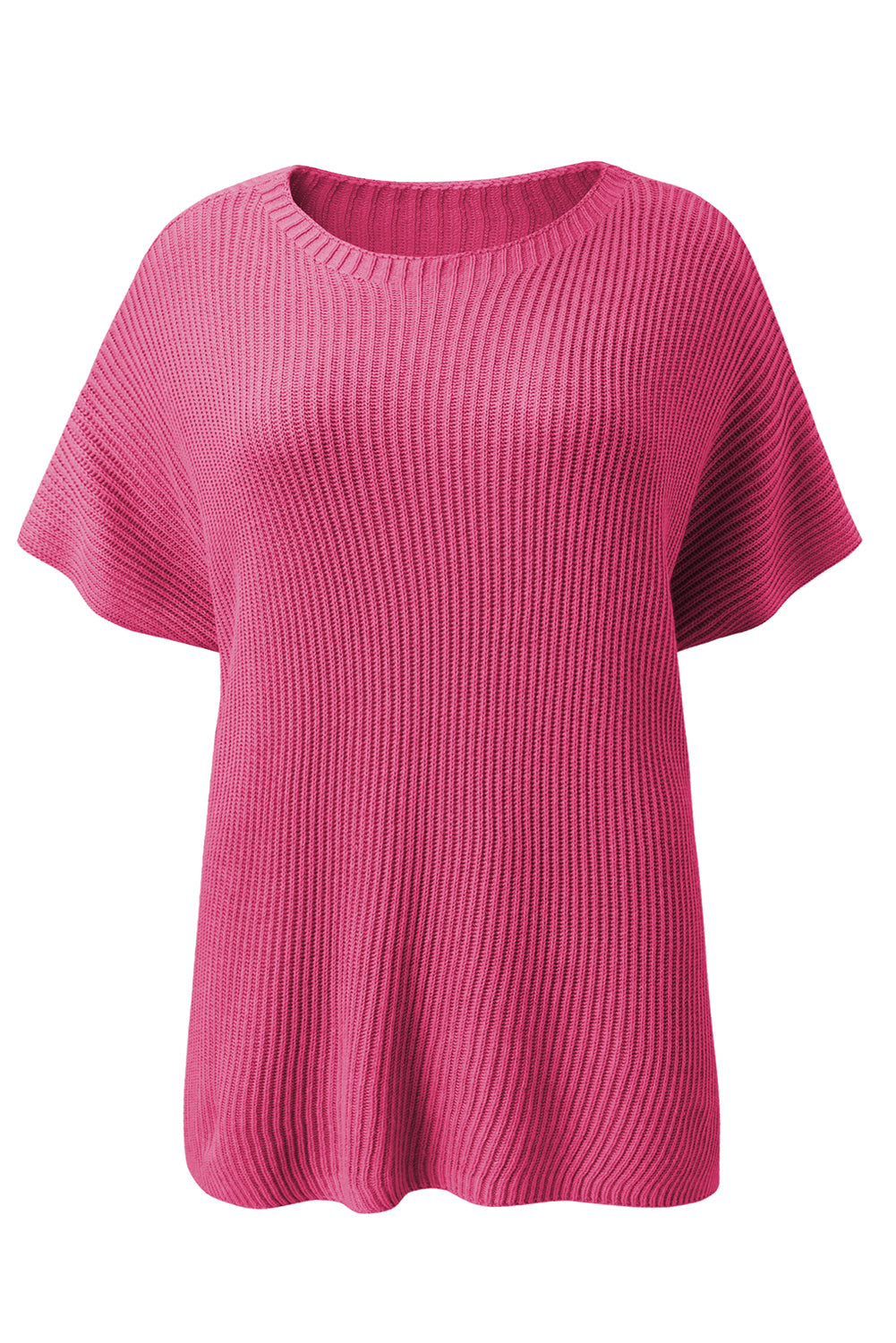 Top de punto de gran tamaño con mangas cortas estilo dolman y abertura lateral en color gris | S - XL | 3 COLORES