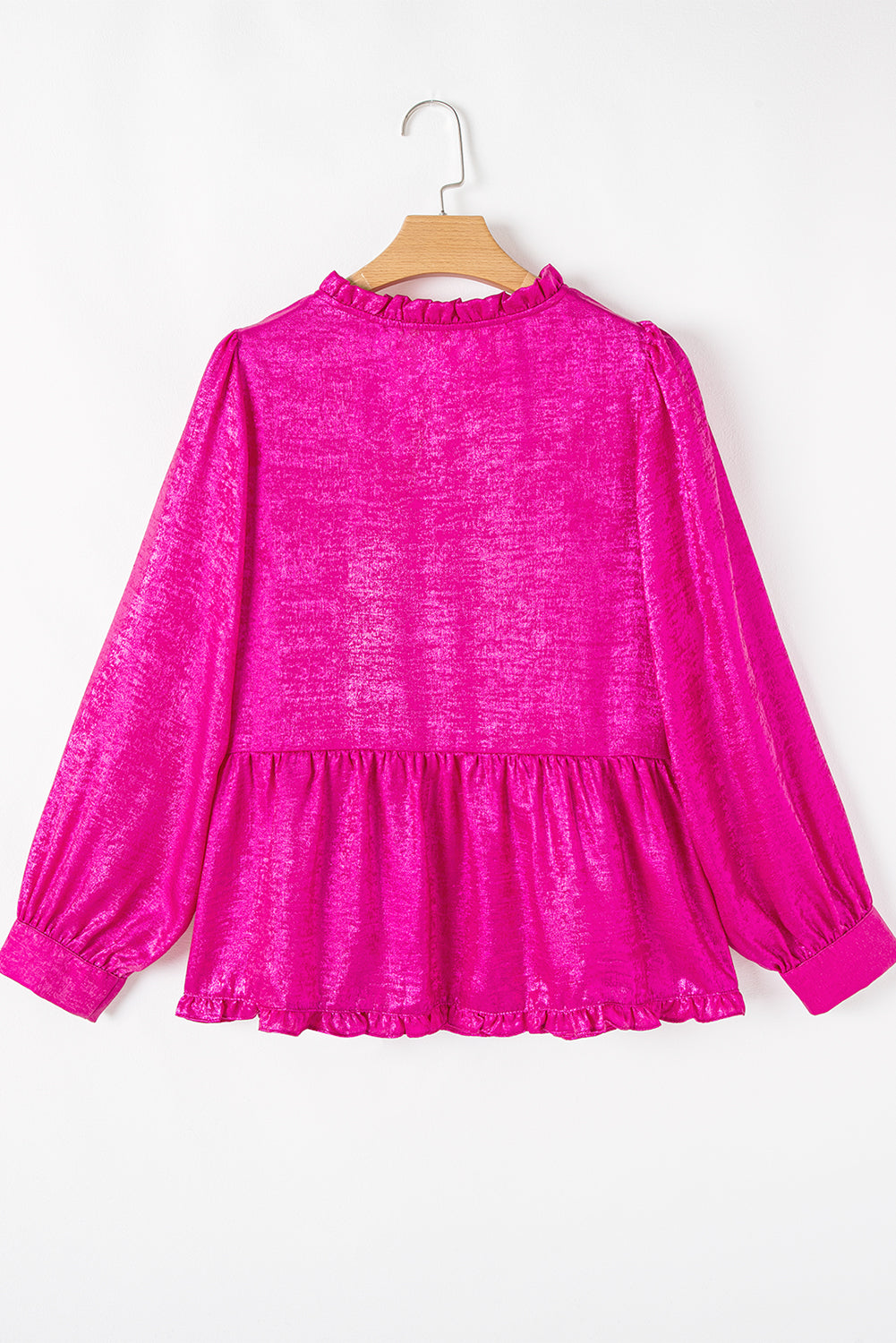 Gold Metallic Frill V Neck Puff Sleeve Babydoll Blouse