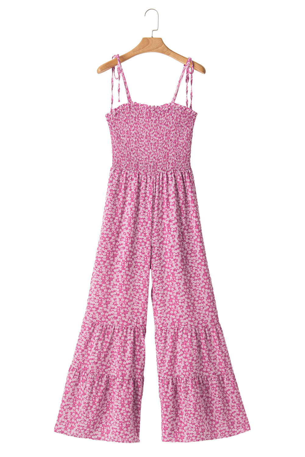 Dusk Blue Floral Print Spaghetti Straps Smocked Wide Leg Jumpsuit | S - 2XL | 4 COLORS